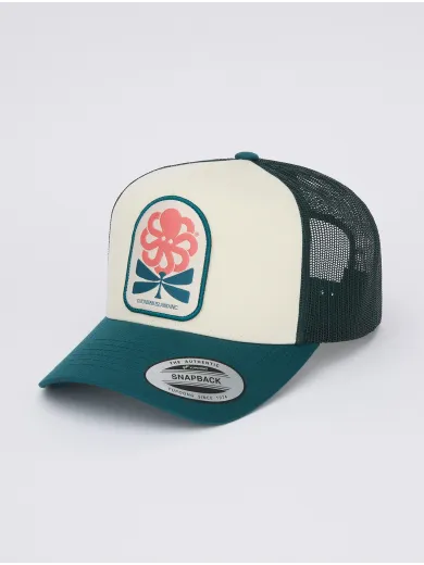 CASQUETTE TRUCKER FLOWER LOVE GREEN