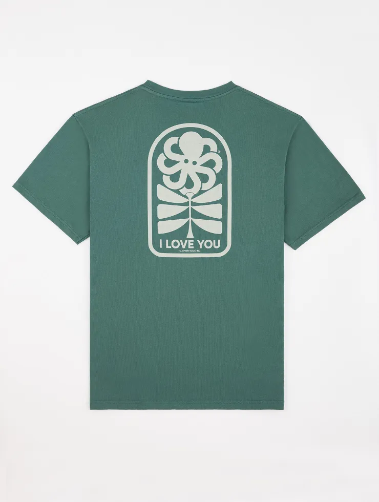 T-SHIRT CLASSIC FLOWER LOVE GREEN