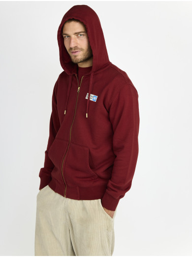 ZIP-UP HOODED SWEATSHIRT "MORE COOL" IN SYRAH COLOR