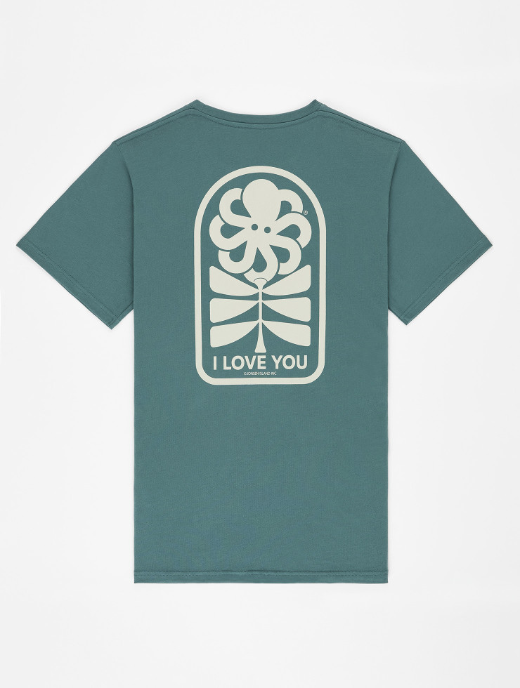 T-SHIRT CLASSIC FLOWER LOVE GREEN